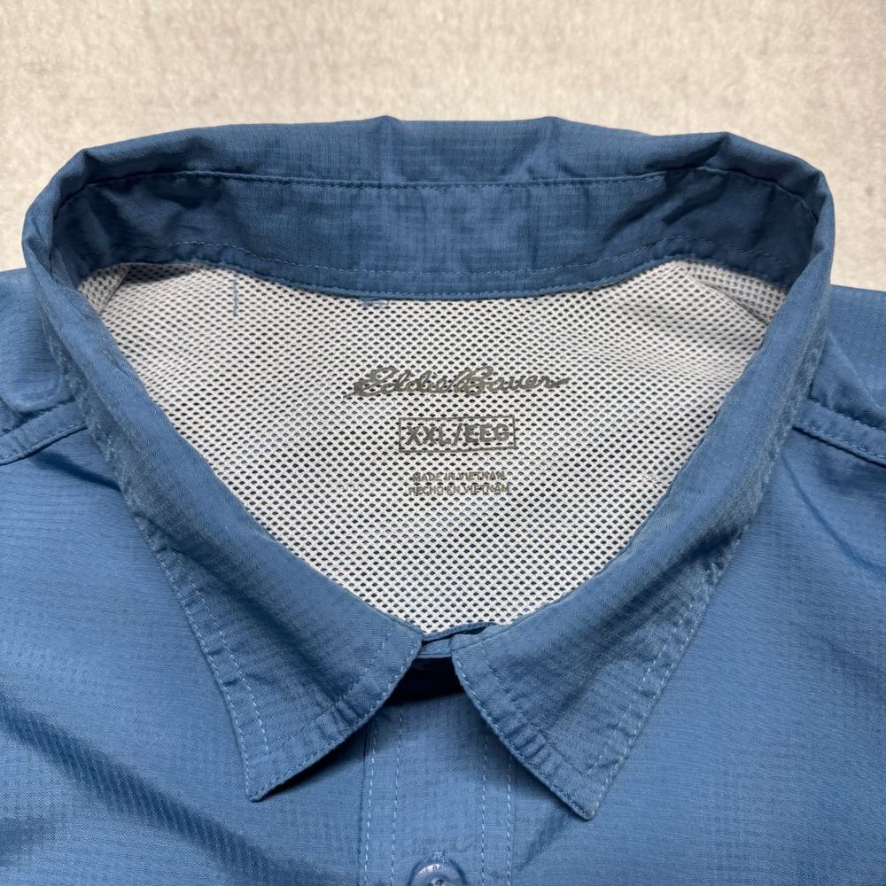 Eddie Bauer Short Sleeve Button Up Vented Outdoors Shirt Blue Men's‎ Size XXL - Picture 2 of 9
